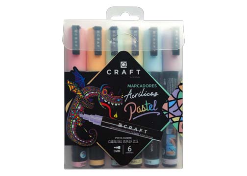 MARCADORES ACRÍLICOS SET-6 COLORES 5MM PASTELES